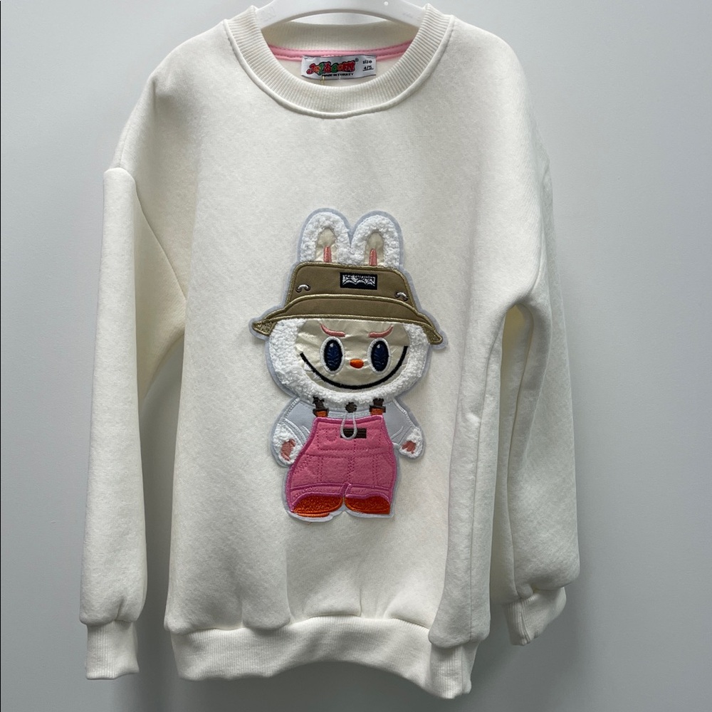 Cute White Sweatshirt with Pink Accents